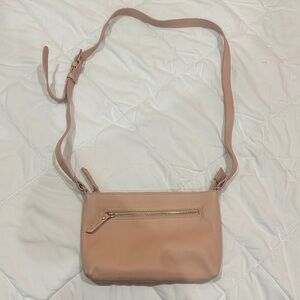 Chic Blush Leather Crossbody Bag